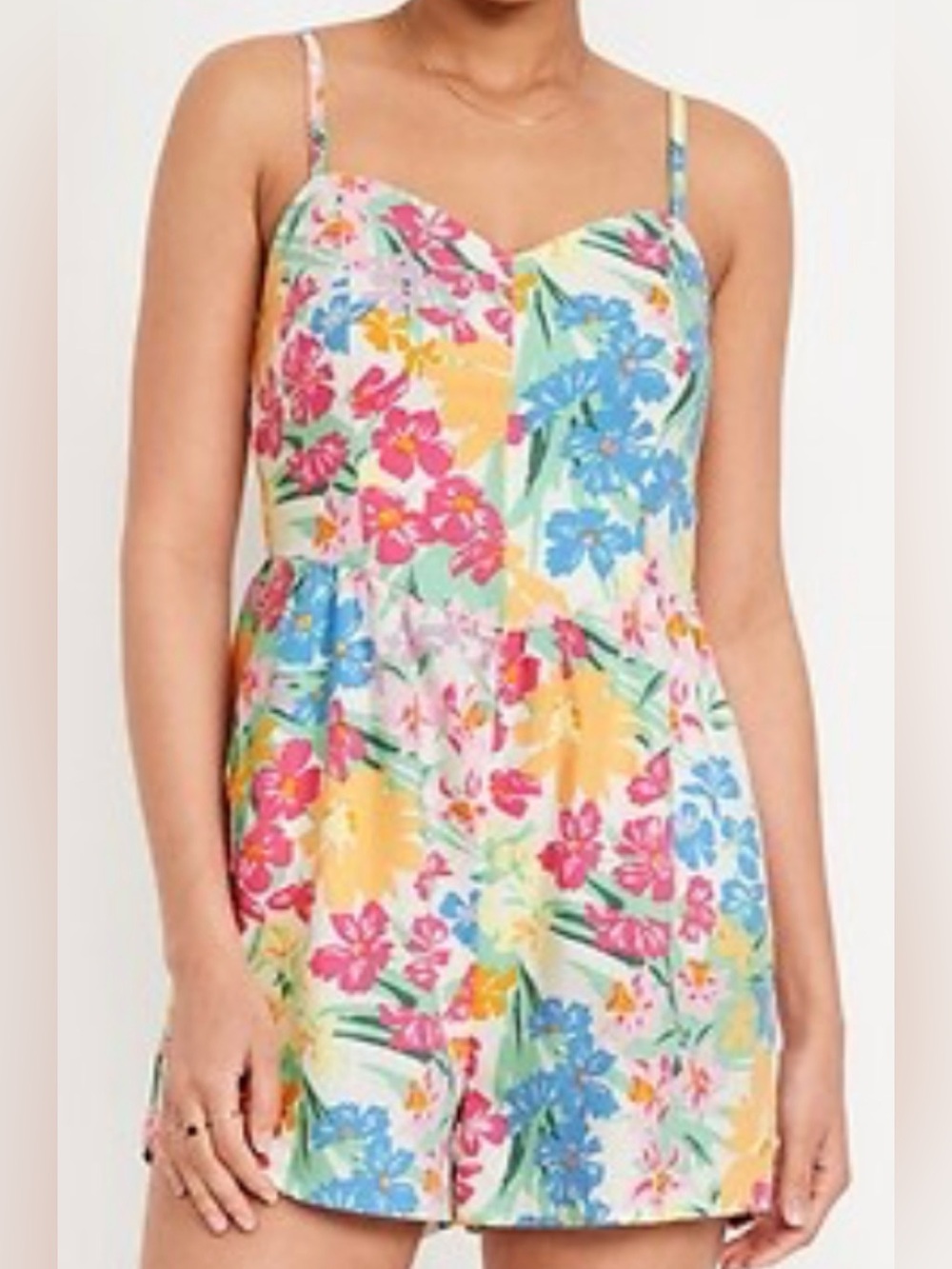 NWT Old Navy Fit & Flare Cami Romper Sweetheart Floral Smocked
